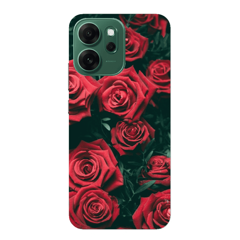 Oppo 14 F Red Roses Transparent Silicone TPU Θήκη